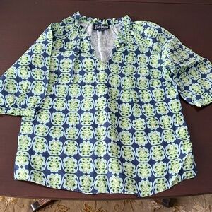 Stylish Green and Blue Floral Blouse